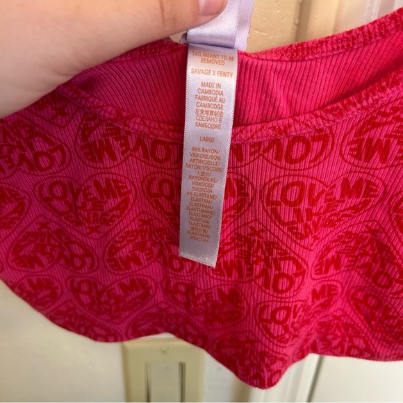 Savage X Fenty Rib Sleep Crop Top Millennial Pink Flirt Alert Size Large Cozy - Picture 7 of 8